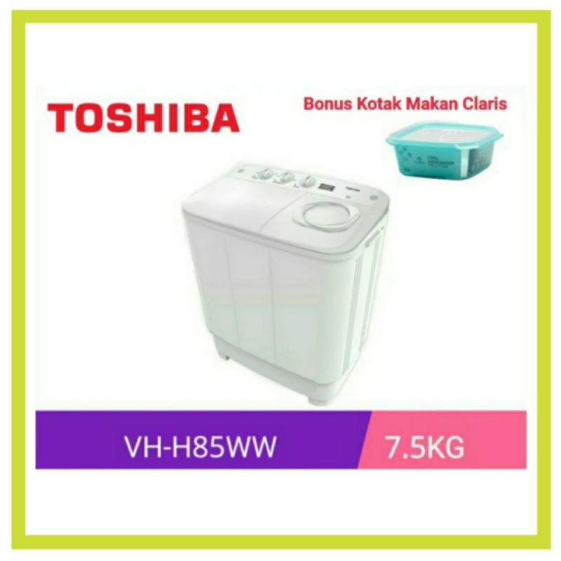 Toshiba Washing Machine VH-H85WW Mesin Cuci 2 Tabung 7.5 Kg 7.5kg