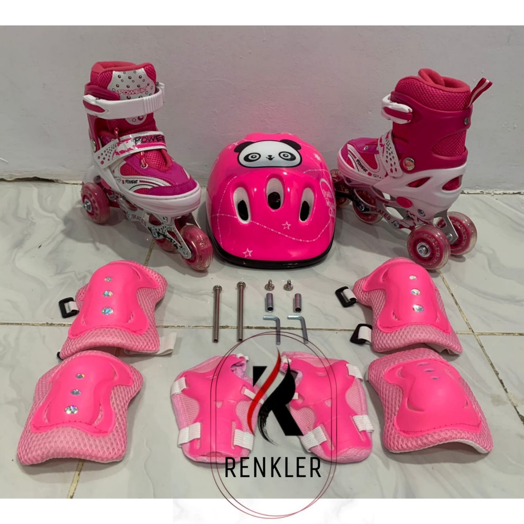 Ready Stock PROMO Sepatu Roda Anak POWER model Roda Bajaj Free Baut dan Kunci L / Inline Shoes / Skate / Fullset helm deker S100 CITAYEM WEEK LUBANA