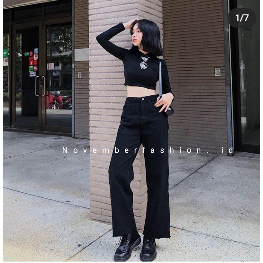 KULOT UNFINISHED BLACK KEKINIAN HW JEANS CELANA KULOT UNFINISHED BLACK KEKINIAN HW JEANS CELANA