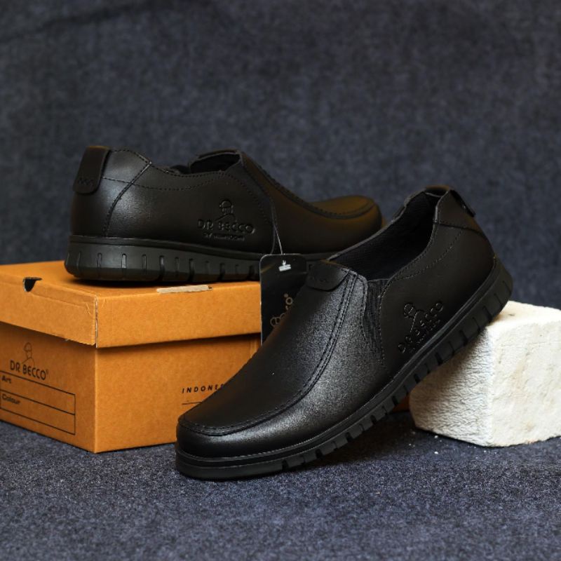 Xshoesbdg.id x Foday Sepatu Formal Pria Slip On Casual Semi Kulit Hitam Coklat Kerja Kondangan