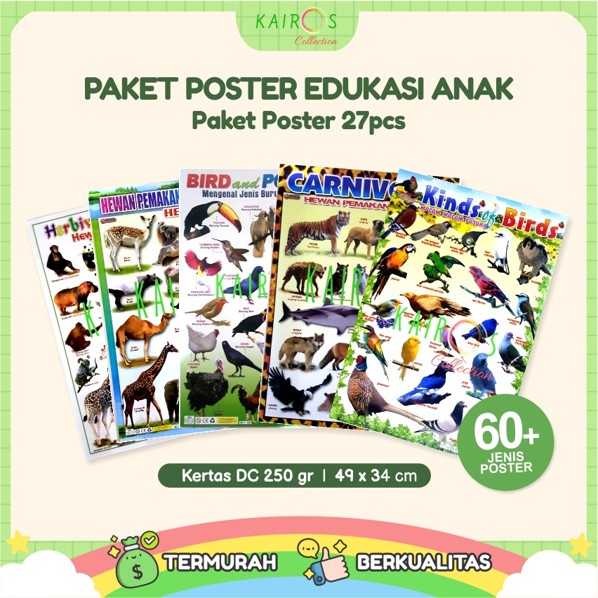 Poster Pendidikan Belajar Anak Isi 27 Pcs (Bonus 2 Poster Anak)