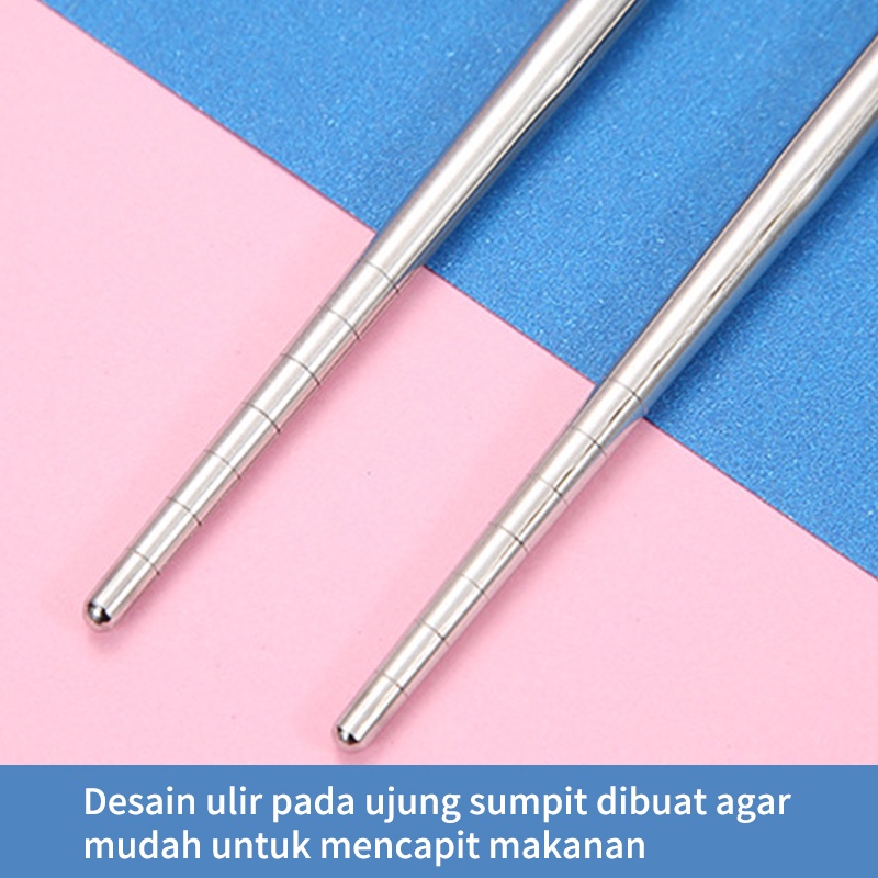 Letyeah &amp; Anantagt 3 in 1 Set Alat Makan stainless steel garpu sumpit sendok set 410/Set Peralatan Makan Perjalanan Portabel/yang dapat dilepas