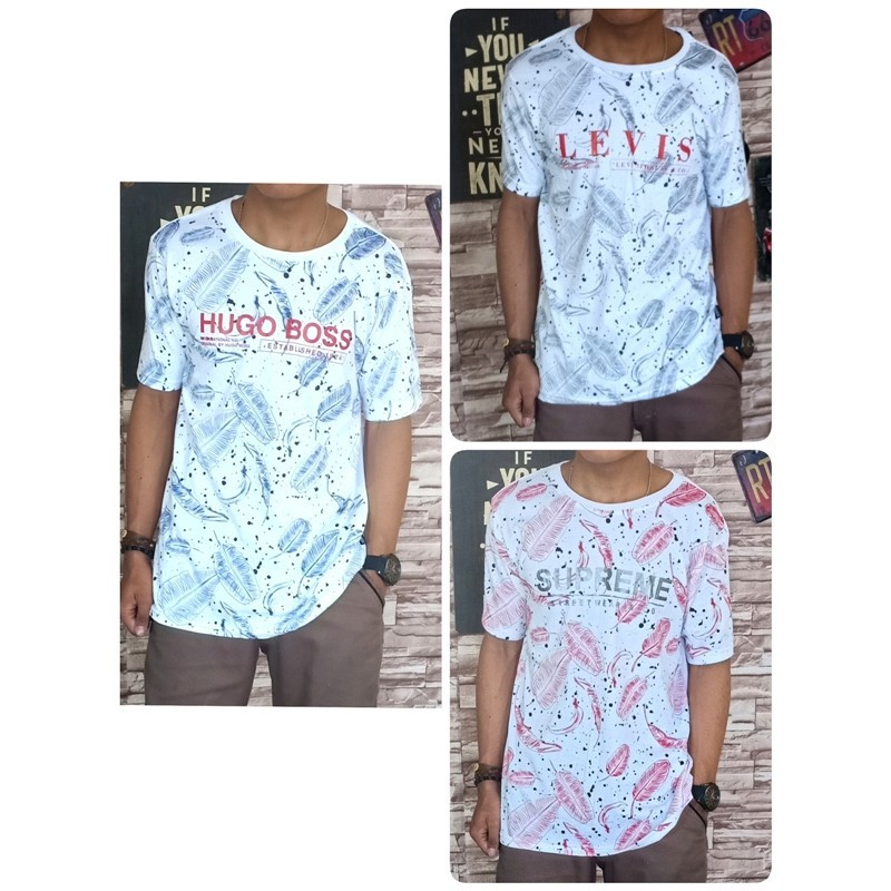 kaos distro pria model baru simple surfing putih