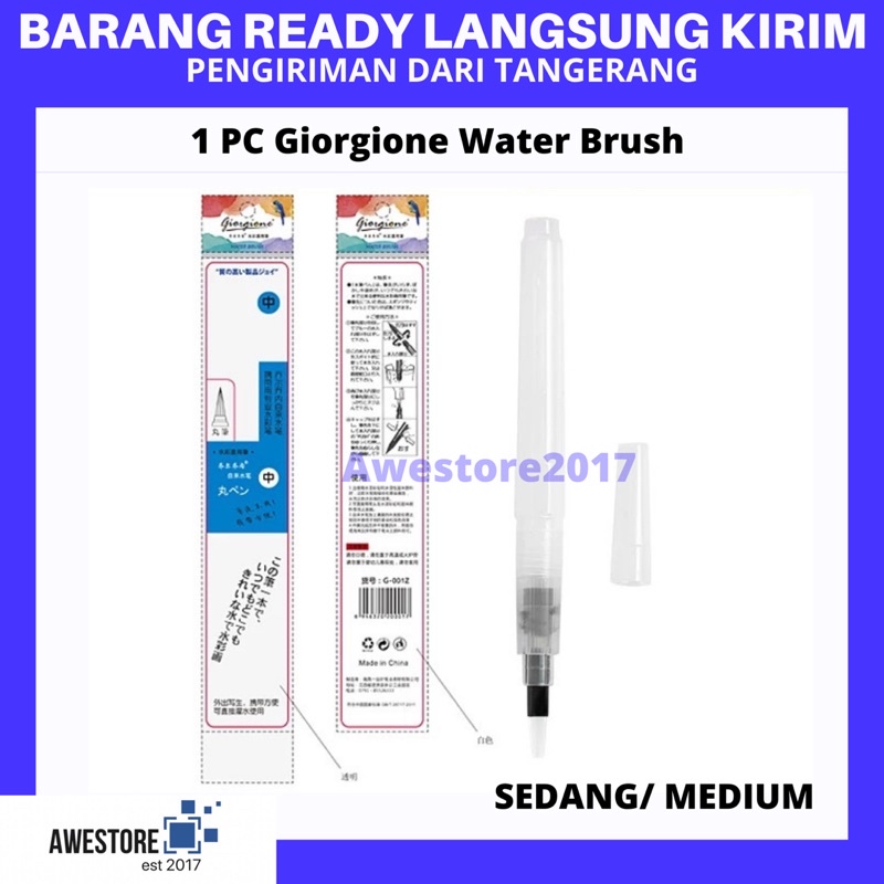 Giorgione 1 Pc Water Brush Single Round Flat Tip Kuas Lukis Bulat Cat Air