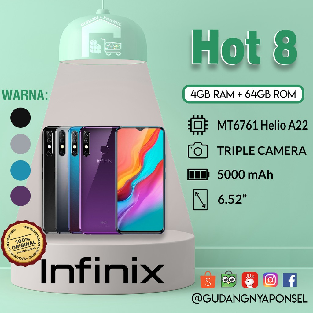 [100% RESMI] INFINIX HOT 8 — 4GB/64GB