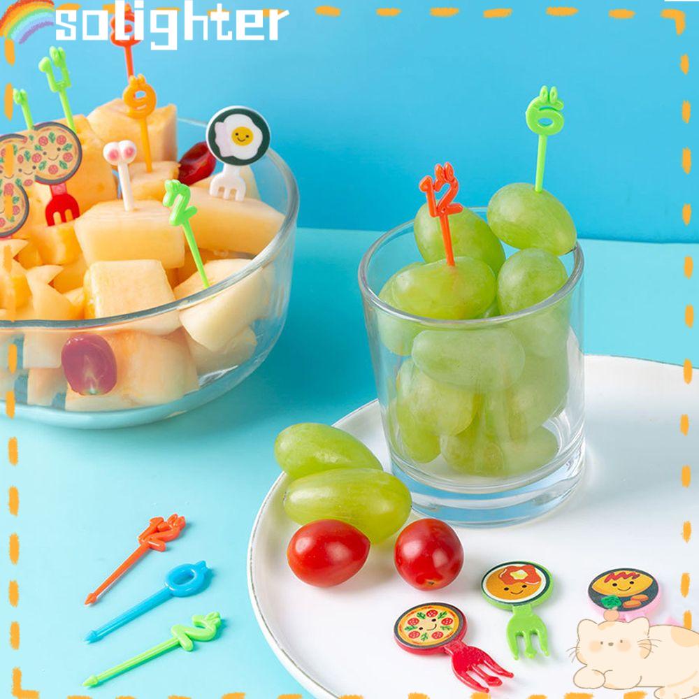 Solighter 12 / 16 / 20 / 48 / 52 pcs Garpu Buah / Kue / Snack Mini Untuk Pesta Anak