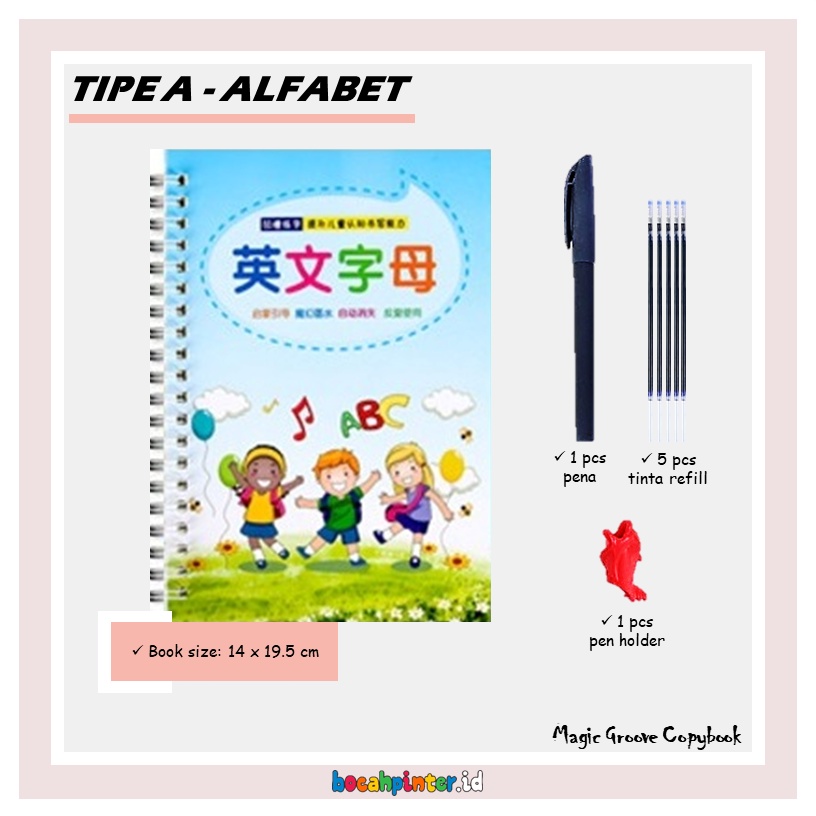 Magic Groove Copybook | Belajar Menulis Ajaib | Prewriting / Pra - Menulis | Mainan Edukasi Anak-A - Alfabet