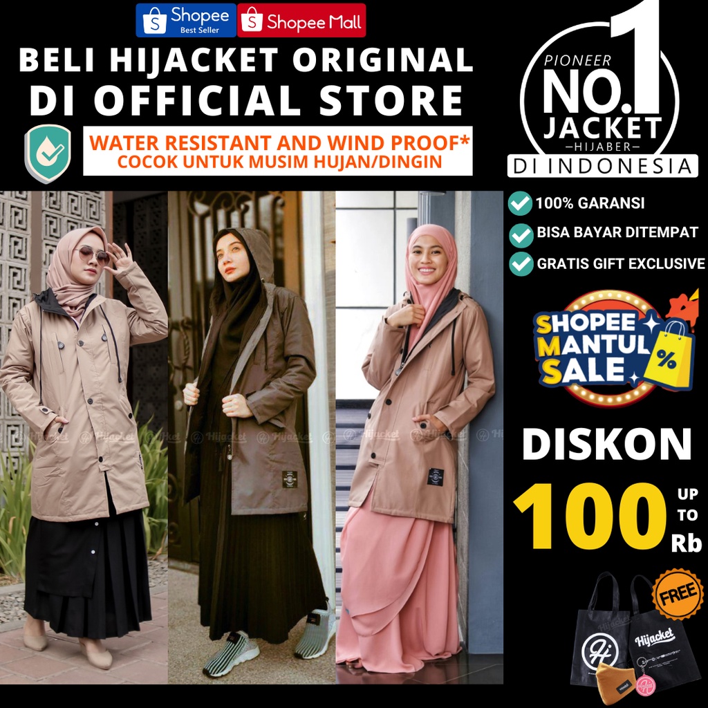 ✅ Hijacket Ixora Jaket Wanita Parka Multipocket Waterproof  Travel Friendly untuk Umroh &amp; Harian
