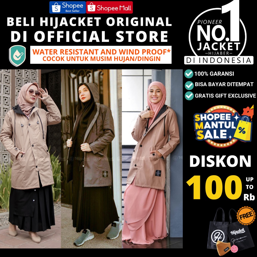 ✅BEST SELLER✅ Hijacket IXORA Original Jacket Hijaber Jaket Wanita Muslimah Azmi Hijab Hijaket Jaket Wanita Parka