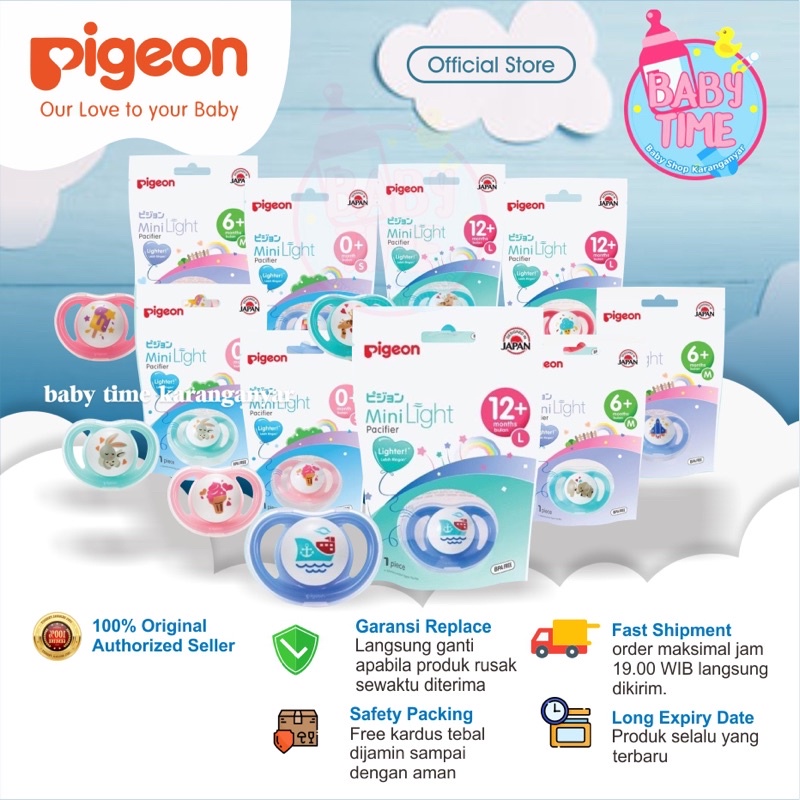 EMPENG PIGEON Minilight Pacifier Size S M L / step 1 / step 2 | step 3 Empeng Bayi &amp; Mini Light 6+ M