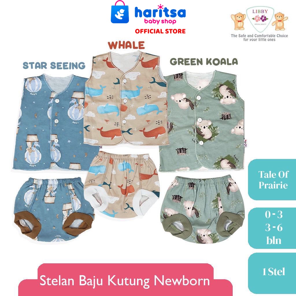 Libby Baby Setelan Kutung motif New Born/Libby Motif Tale of Prairie - libby baju bayi murah 1 stel 3-6 month