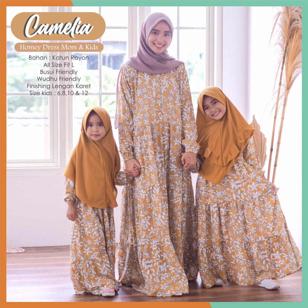 HOMEY DRESS CAMELIA COUPLE - SARIMBIT GAMIS DEWASA GAMIS ANAK BAHAN KATUN RAYON