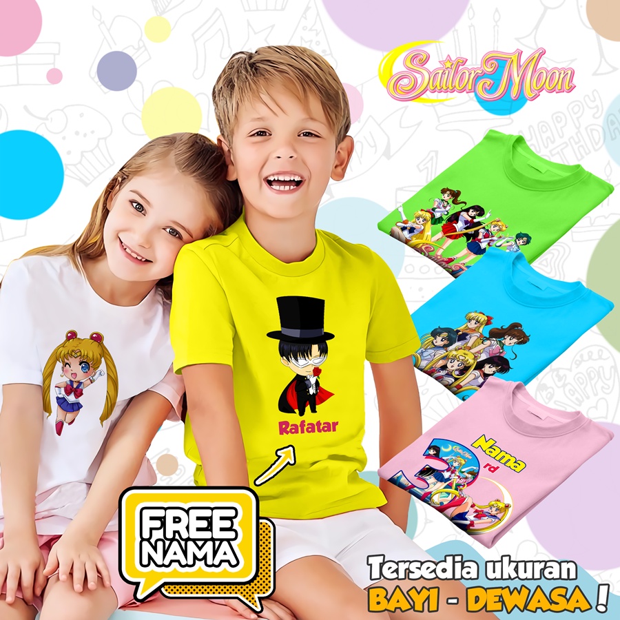 [FREE NAMA!!] Baju Kaos COUPLE  ANAK DAN DEWASA SAILOR MOON BANYAK MOTIF