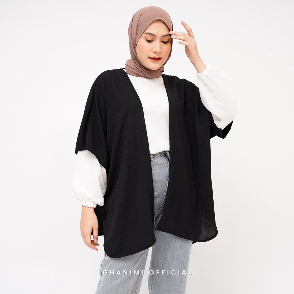 Ghanimi - Ayleen Outer / Outer polos lengan pendek katun crinkle / outer kondangan kekinian / outer casual formal daily / outer rompi murah