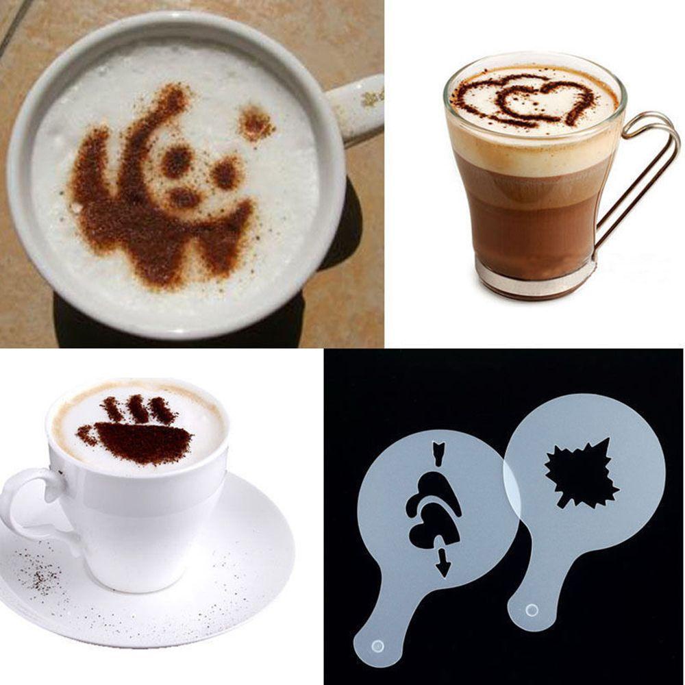 Nanas 16pcs Coffee Art Stensil DIY Kue Latte Alat Busa