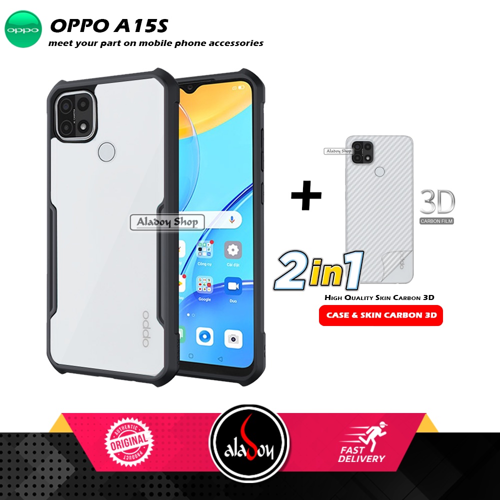 Case OPPO A15S Armor Fusion Transparent Casing Free Skin Carbon 3D