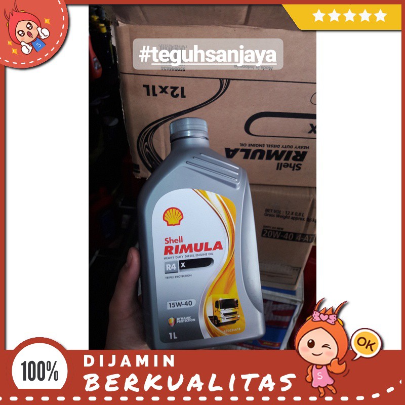 Oli Shell Rimula R4X Diesel 15W-40 1 Liter Sparepart Motor Murah