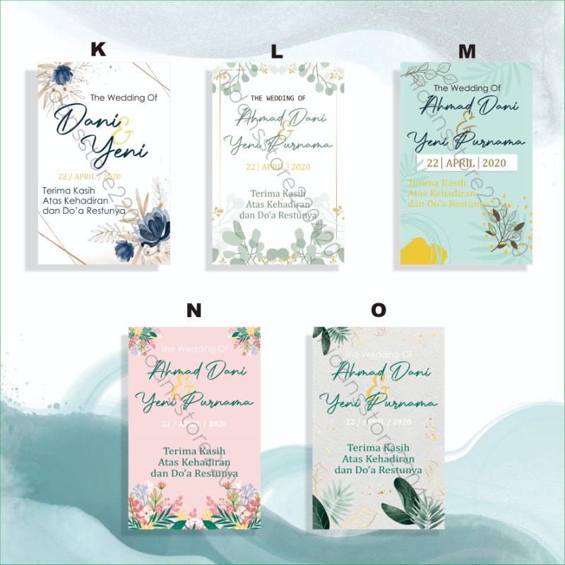KARTU SOUVENIR | THANKS CARD WEDDING | KARTU TERIMAKASIH MURAH