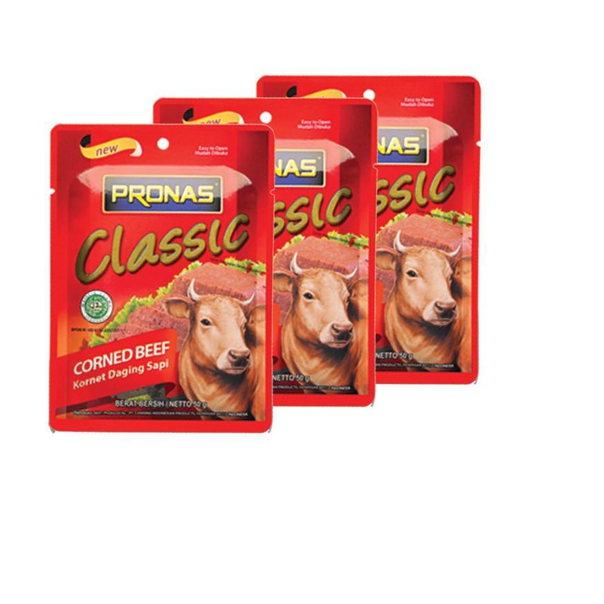 

Termurah!! KODE-597 Pronas Kornet Sapi Sachet 50 g bundling 3 pcs