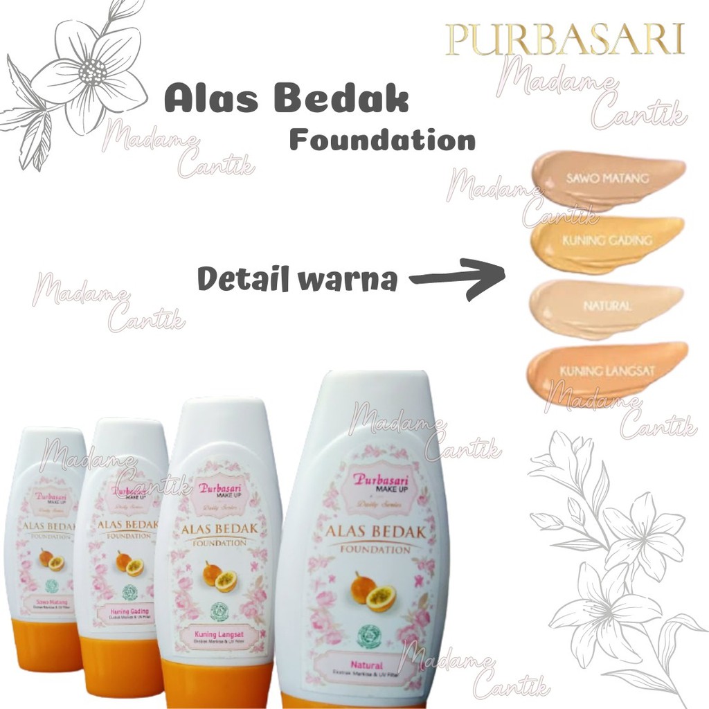 ✿ MADAME ✿ PURBASARI ALAS BEDAK FOUNDATION PELEMBAB MOISTURIZER UV FILTER BPOM ORIGINAL