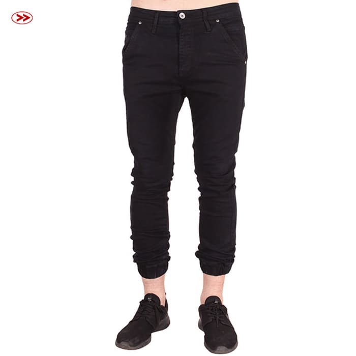 TERMURAH BOMBBOOGIE - CELANA JEANS JOGGER PANTS 85 SERIES BLACK (43J85B3BK) - Hitam, 27
