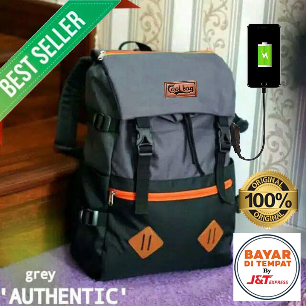 Tas Travel Tas Sekolah Tas Laptop CoolBag Authentic  Tas Ransel Korean Backpak Style Free rain Cover