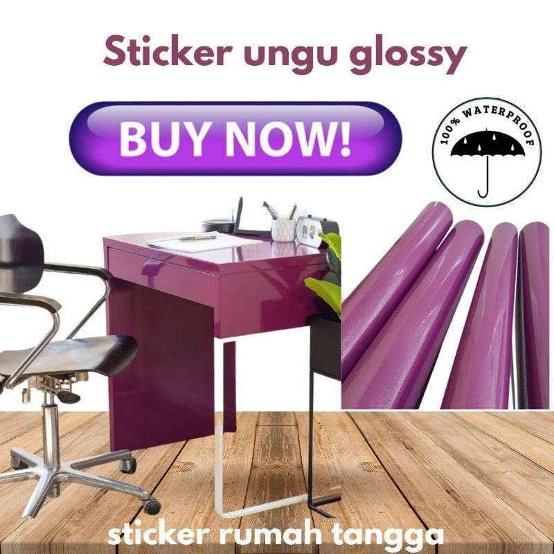 sticker lemari aesthetic ungu gliter glossy