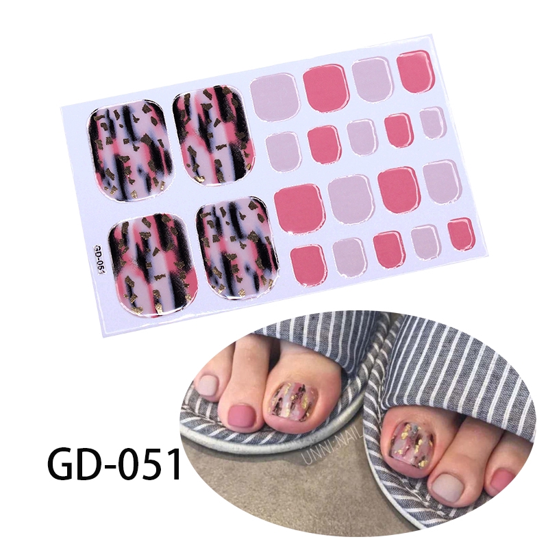 Gd050-065 Stiker Kuku 3D Motif Garis / Geometri Warna Emas Anti Air untuk Nail Art