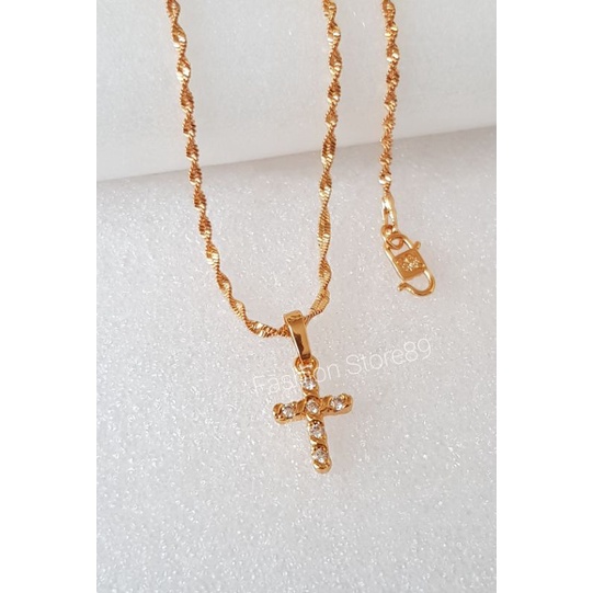 Ready Kalung Salib Xuping Yaxiya full permata simple elegant Bestquality