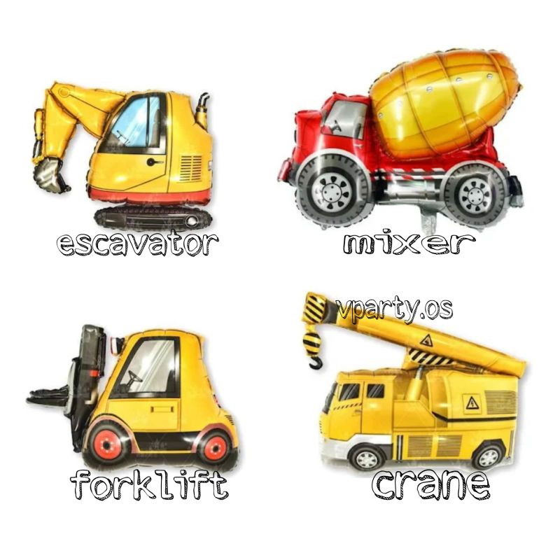 Jual Balon Foil Excavator Mixer Forklift Crane Indonesia Shopee Indonesia