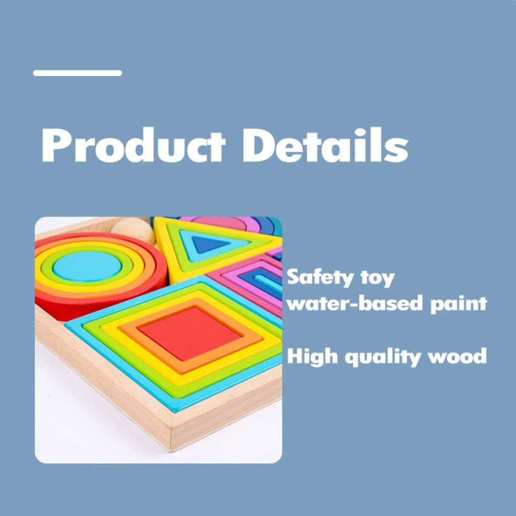 Montessori Rainbow Block Mainan Susun Pelangi Anak Building Block Mainan Susun Anak Mainan Balok Kayu Wooden Toys Wooden Puzzle Rainbow Block Puzzle
