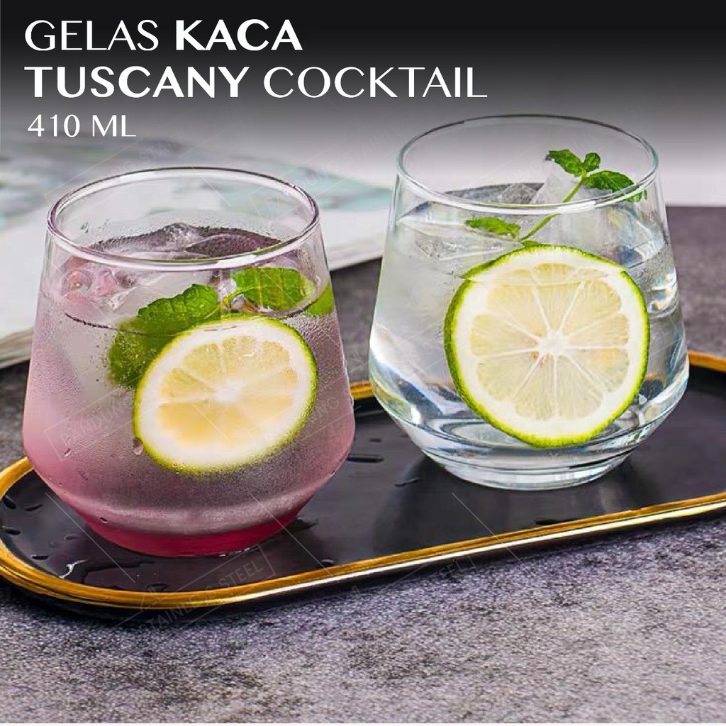 Gelas minum 410ml crystal juice jus kopi teh bulat Curve Clear Mojito Cafe Glass korea