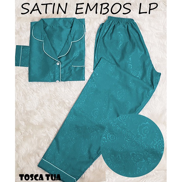 Rottenklass LP Piyama Saten Sleepwear Stelan Baju Tidur Lengan Panjang Celana Panjang Satin Embos-TOSCA TUA