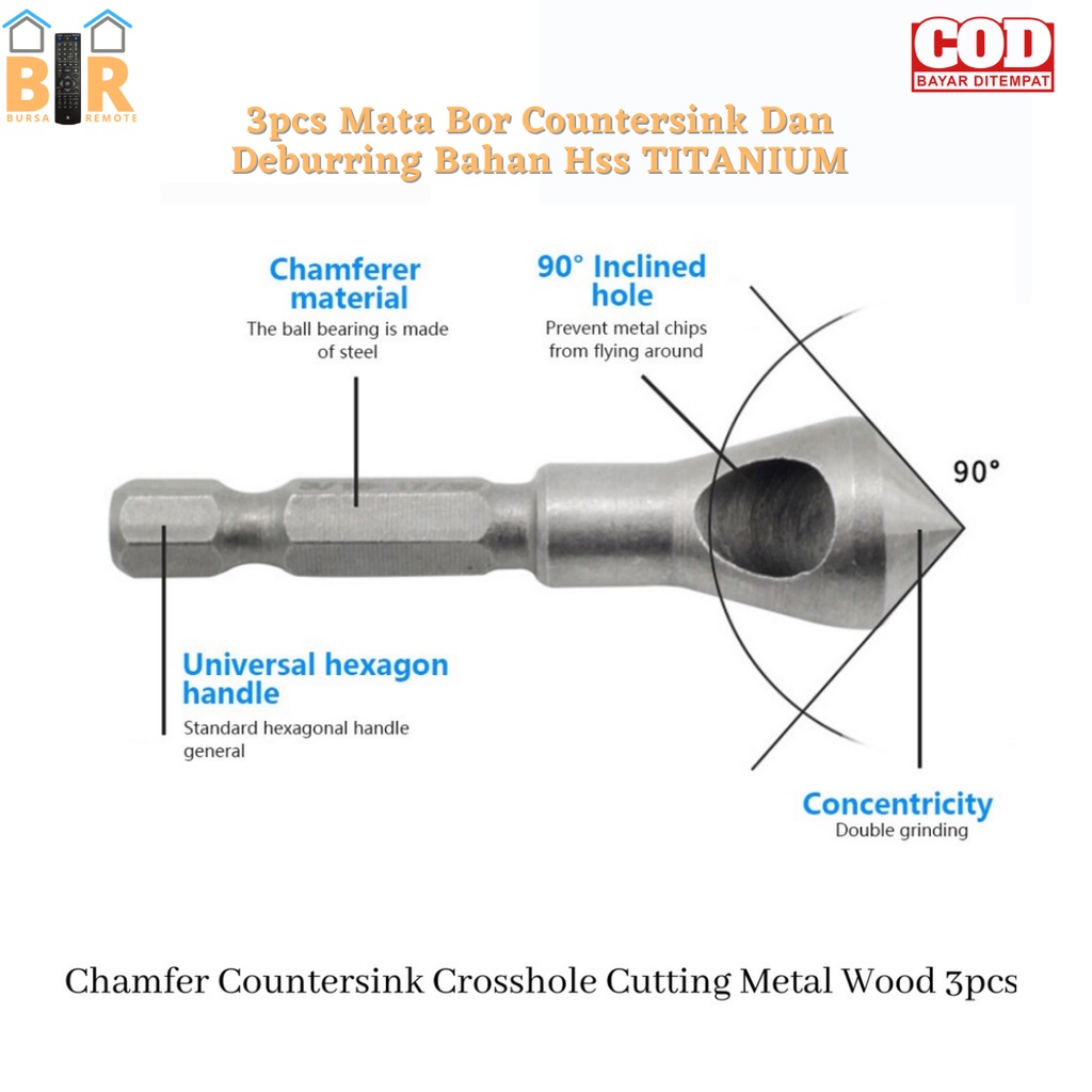 Mata Bor Drill Bit Countershink Dan Deburring Bahan Hss Titanium