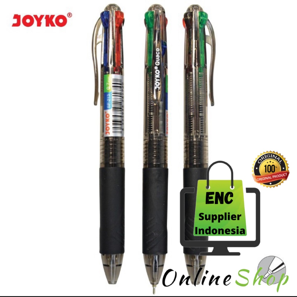 

joyko 6 buah pen 4 warna bp 213 quaco ballpoint bp-213 bolpen bp213 pulpen color per 6 pcs - enc.sup