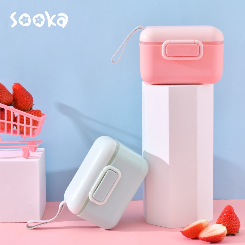 SOOKA Tempat Kotak Wadah Penyimpanan Susu Bubuk Bayi Portabel + Sendok Sealed Anti Tumpah 400 ML 800 ML BPA Free SK-ECC1073