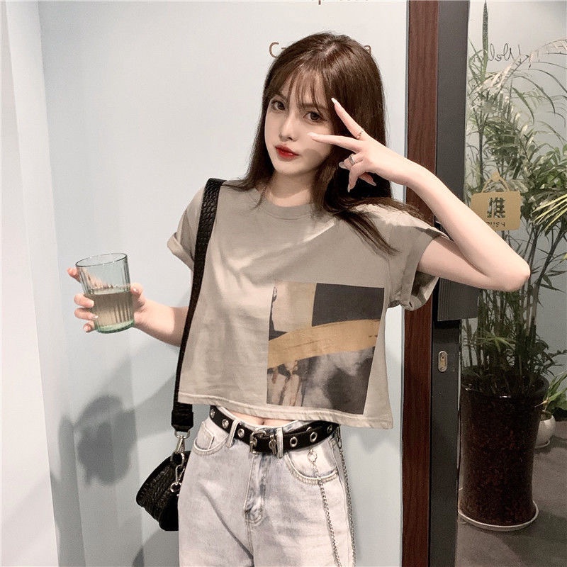 Korean Oversized Crop Top  Atasan Lengan Pendek 2509 (M/L/XL)