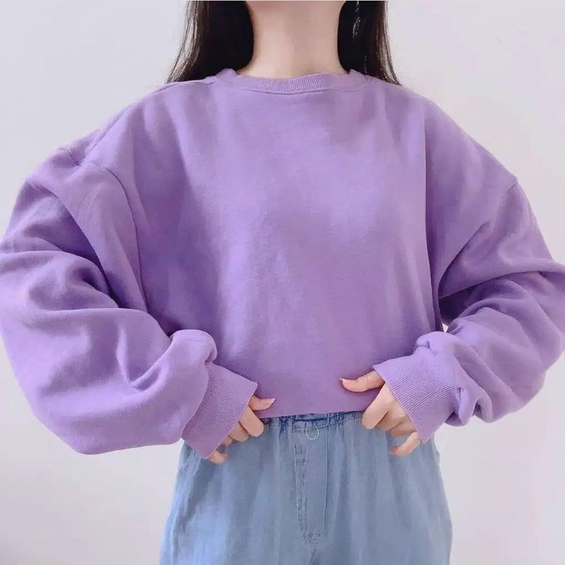 Oversize Crop Sweater  Sweater Wanita Kekinian  Shopee 