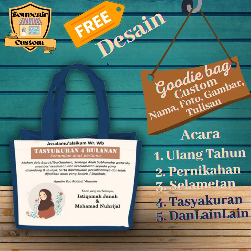 

Tas Goodie bag Custom Acara Selametan Kehamilan Terlaris Terlaku Harga Murah