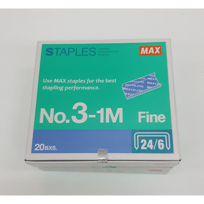 

ISI STAPLER MAX NO.3 PER BOX ISI 20 TABUNG / REFILL STAPLES
