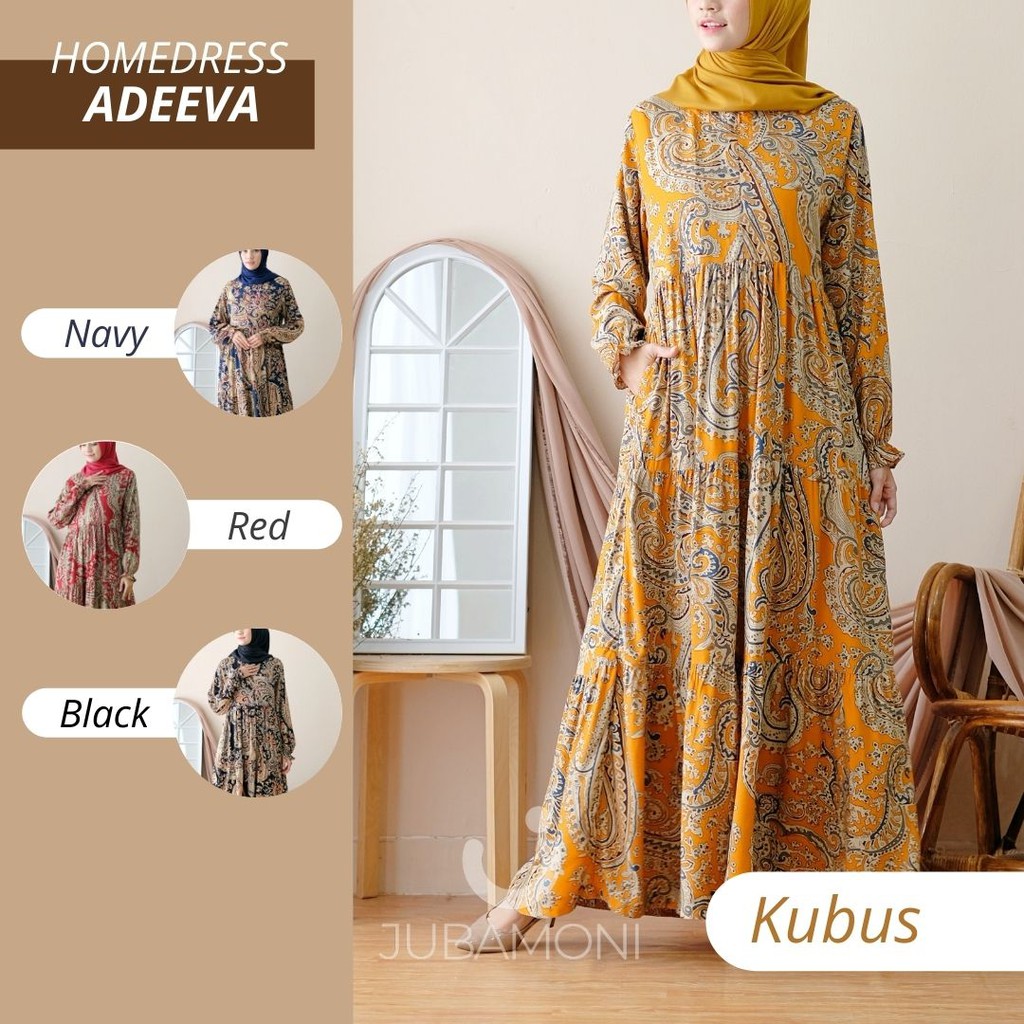 Home Dress Rayon Premium / Gamis Muslim Syari Motif Adeeva