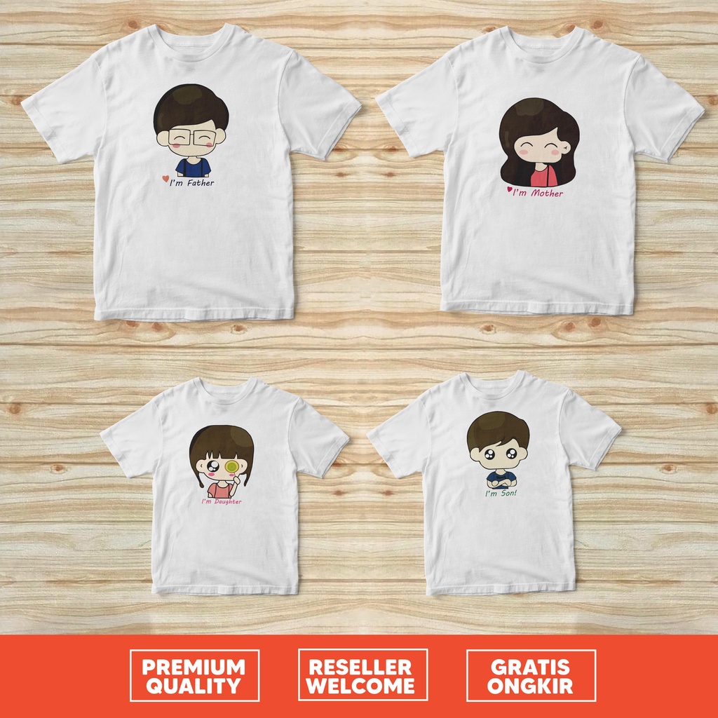 [KAOS] CARTOON FAMILY SET KAOS KELUARGA BISA CUSTOM NAMA COTTON COMBED BEST QUALITY MURAH