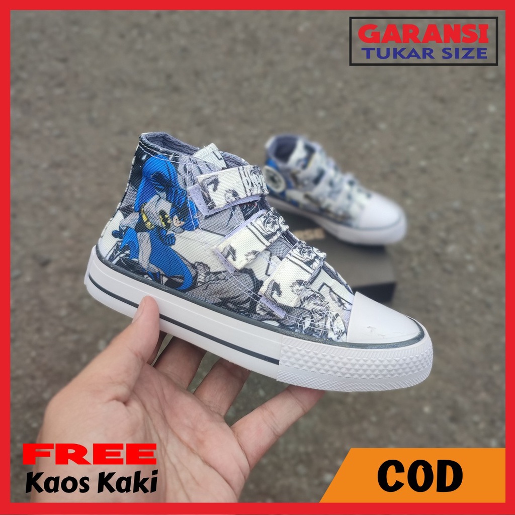 Sepatu anak converse karakter batman tinggi perekat converse boot batman velcro size 26 35