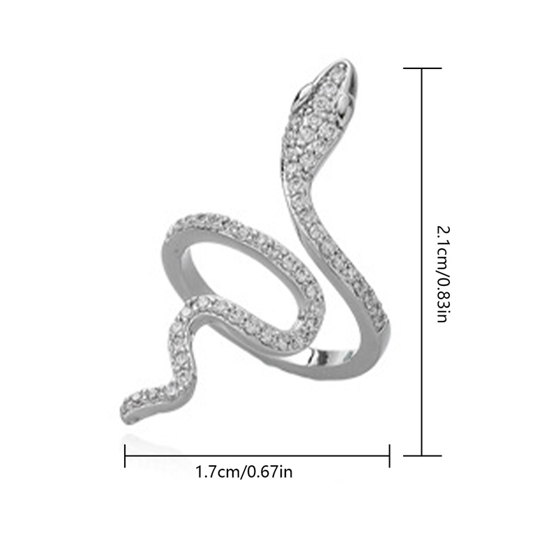 Cincin Jari Telunjuk Desain Ular Melingkar Aksen Zirkon Mikro Untuk Wanita