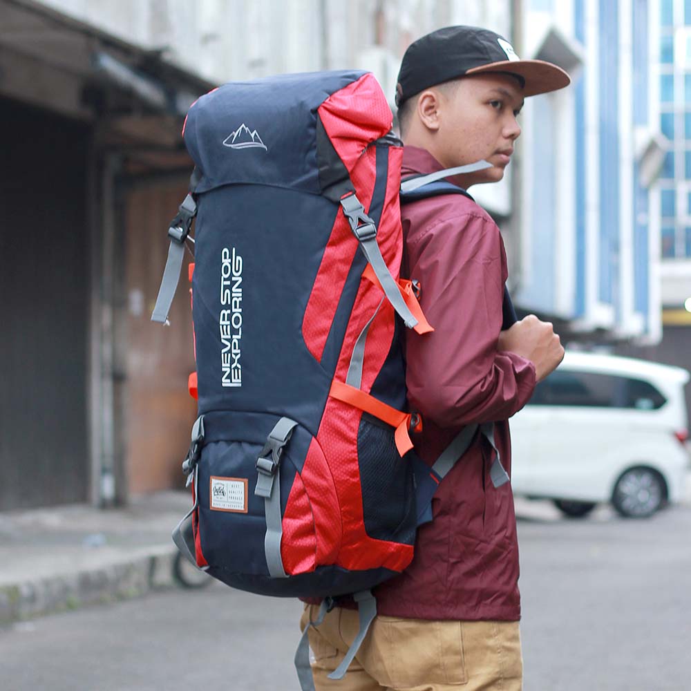 Justrue Tas Gunung Carrier 60 Liter Ransel Keril 60L Merah 229