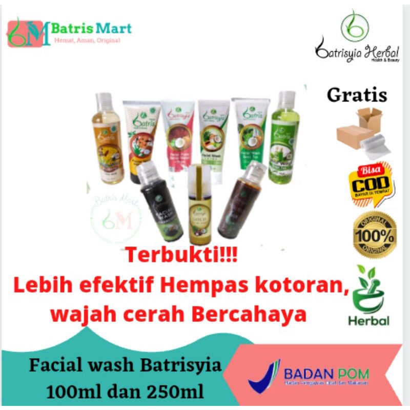 Facial wash batrisyia herbal 100ml 250ml sabun cuci muka untuk pembersih wajah berminyak berjerawat dan normal