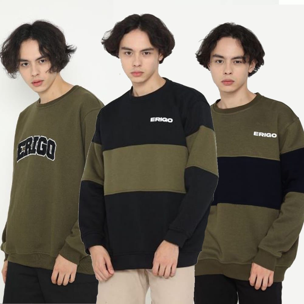 Crewneck Kombinasi Viral Bordir Pria Wanita - Sweater bordir pria wanita