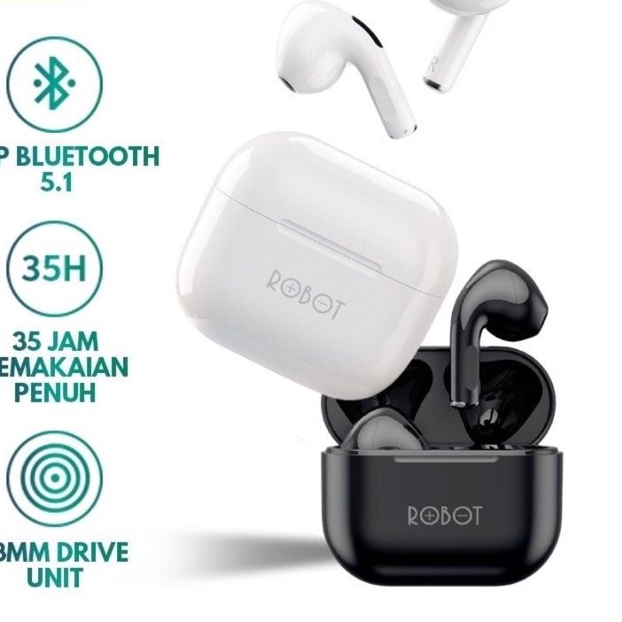 ✧ ROBOT Airbuds T50 Wireless Bluetooth Earphone TWS Earphone original ➫