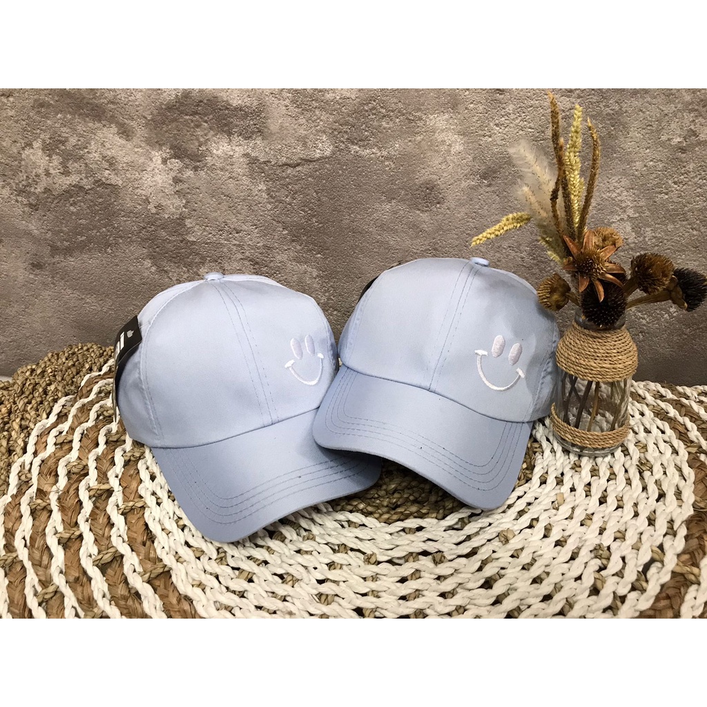 Topi Baseball Bordir Gaya Korea Pria Wanita Model Smile Senyum