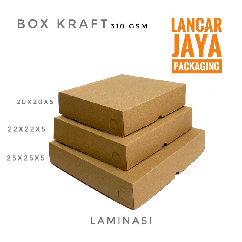 BOX KRAFT COKLAT KOTAK PIZZA DUS DONUT PACKAGING LAMINASI 20x20x5-1